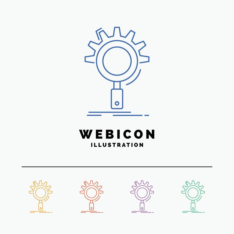 seo. search. optimization. process. setting 5 Color Line Web Icon Template isolated on white. Vector illustration