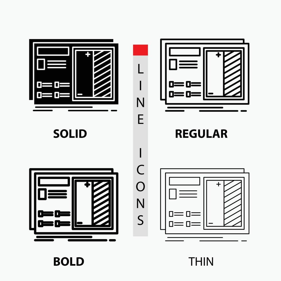 Blueprint. design. drawing. plan. prototype Icon in Thin. Regular. Bold Line and Glyph Style. Vector illustration