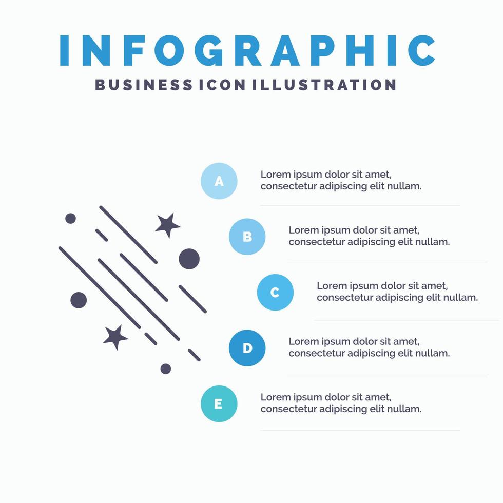 estrella. estrella fugaz. descendente. espacio. plantilla de infografía de estrellas para sitio web y presentación. icono de glifo gris con ilustración de vector de estilo infográfico azul.