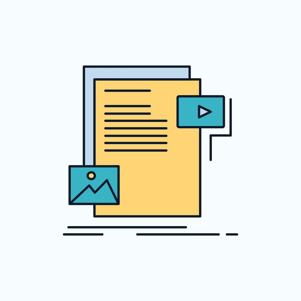 data. document. file. media. website Flat Icon. green and Yellow sign and symbols for website and Mobile appliation. vector illustration