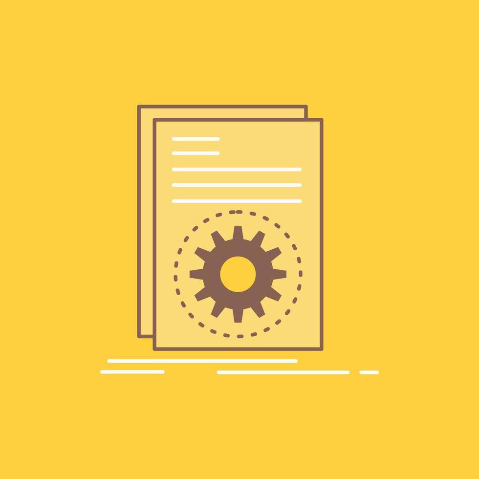 Code. executable. file. running. script Flat Line Filled Icon. Beautiful Logo button over yellow background for UI and UX. website or mobile application vector