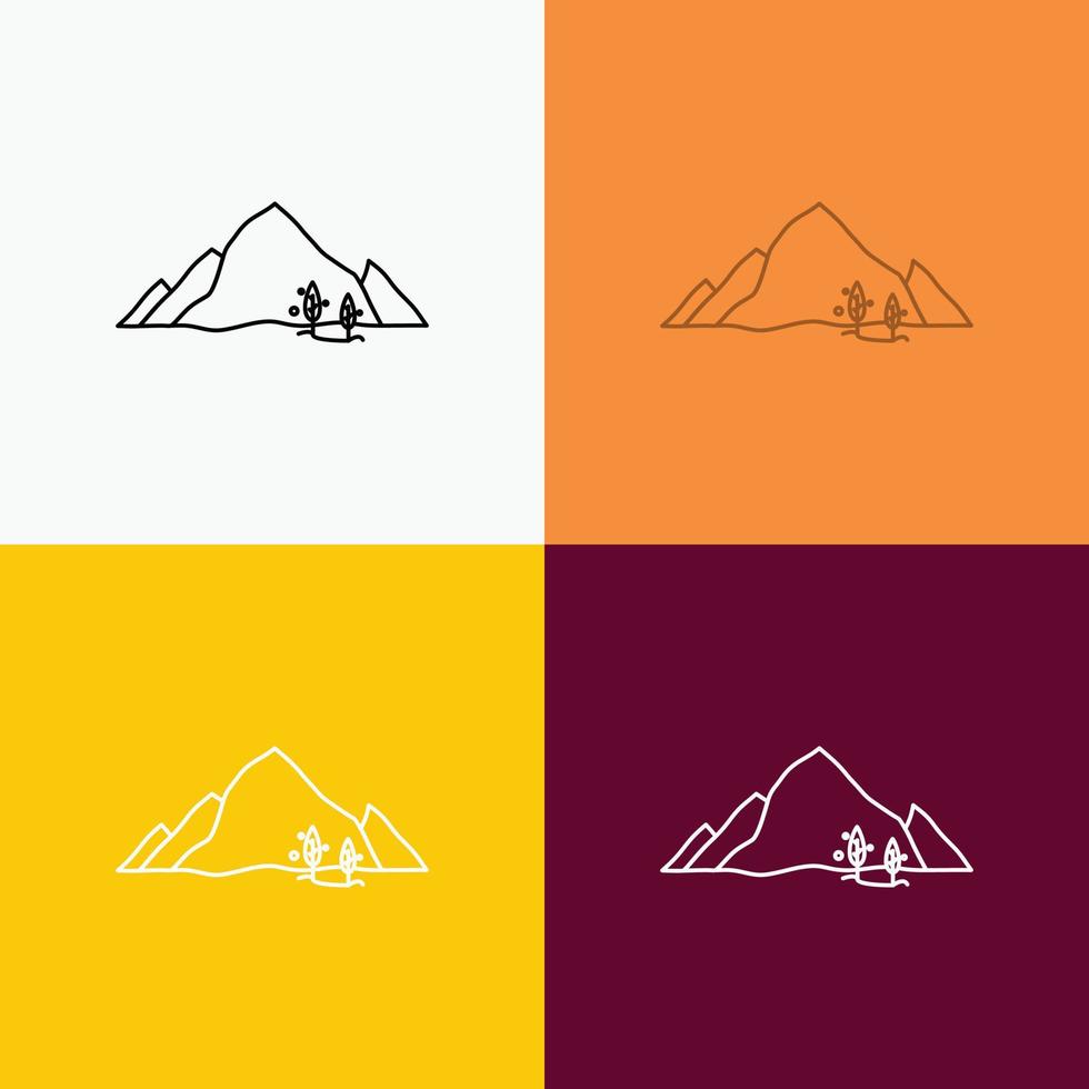 mountain. landscape. hill. nature. tree Icon Over Various Background. Line style design. designed for web and app. Eps 10 vector illustration