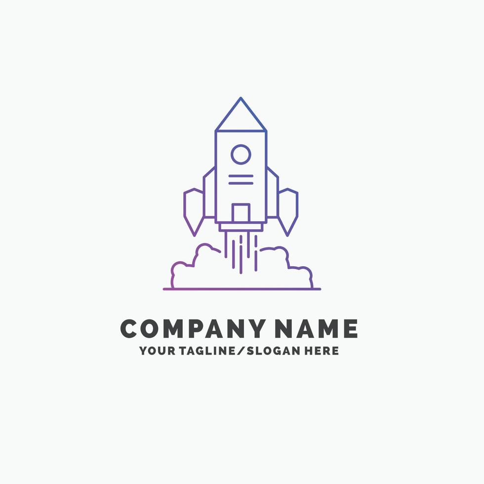 Rocket. spaceship. startup. launch. Game Purple Business Logo Template. Place for Tagline vector