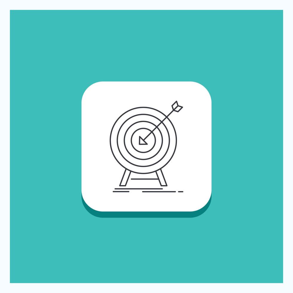 Round Button for goal. hit. market. success. target Line icon Turquoise Background vector