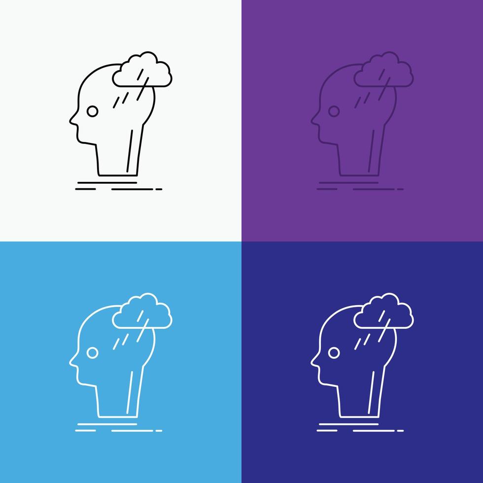 Brainstorm. creative. head. idea. thinking Icon Over Various Background. Line style design. designed for web and app. Eps 10 vector illustration