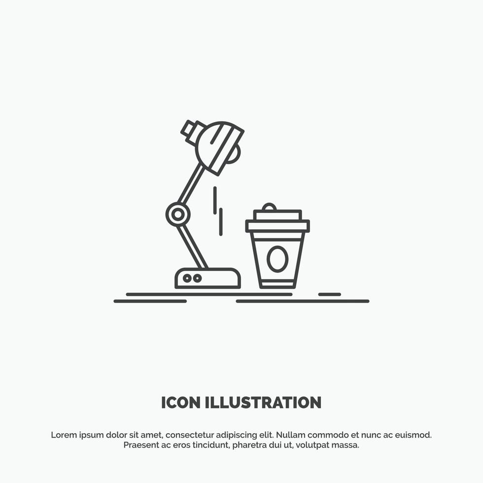 studio. design. coffee. lamp. flash Icon. Line vector gray symbol for UI and UX. website or mobile application