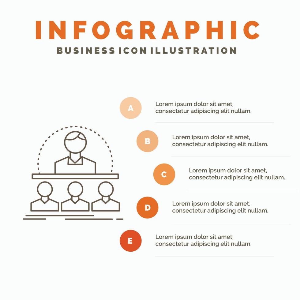 Business. coach. course. instructor. mentor Infographics Template for Website and Presentation. Line Gray icon with Orange infographic style vector illustration