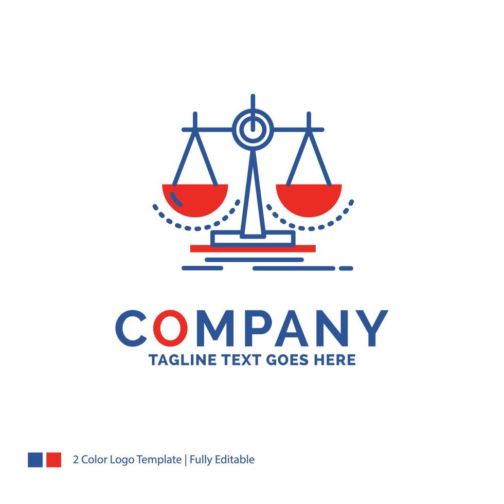 Company Name Logo Design For Balance. decision. justice. law. scale. Blue and red Brand Name Design with place for Tagline. Abstract Creative Logo template for Small and Large Business. vector