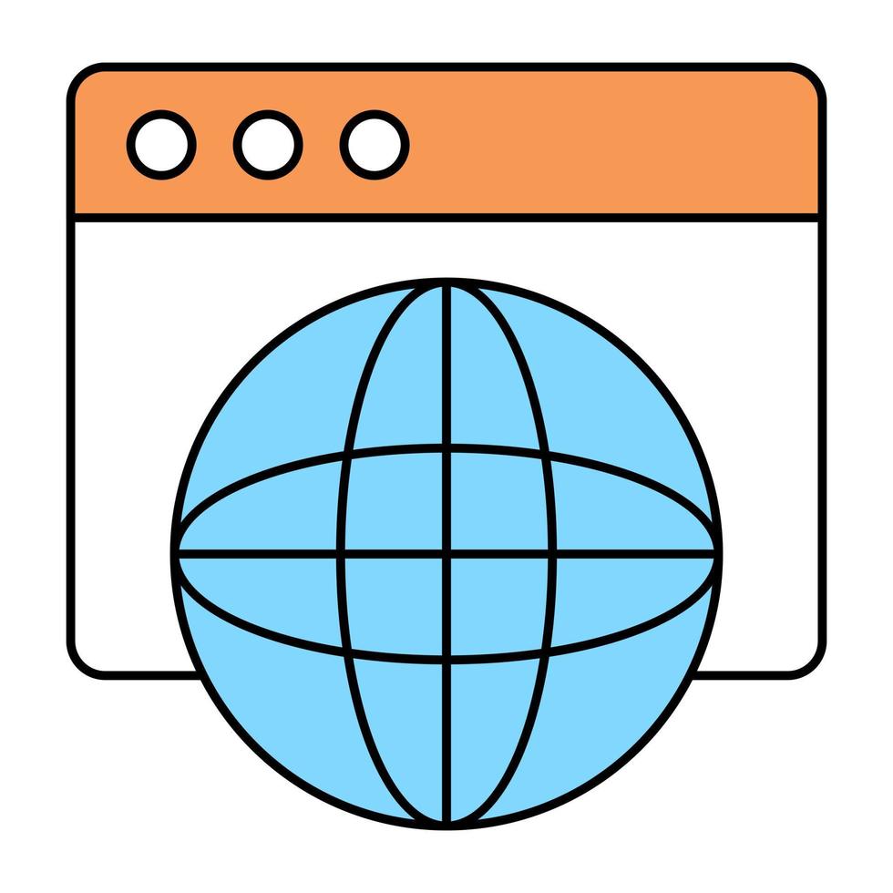 un icono de diseño plano del navegador web vector