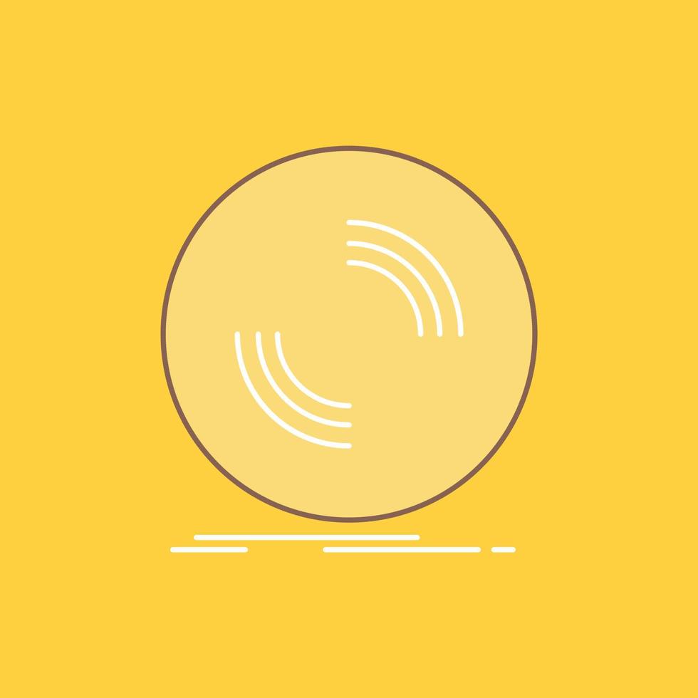 Disc. dj. phonograph. record. vinyl Flat Line Filled Icon. Beautiful Logo button over yellow background for UI and UX. website or mobile application vector