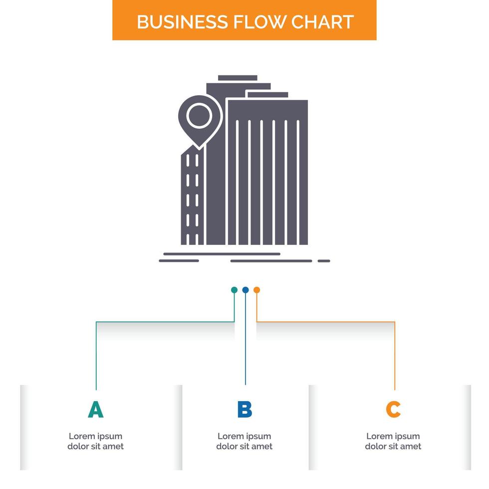bank. banking. building. federal. government Business Flow Chart Design with 3 Steps. Glyph Icon For Presentation Background Template Place for text. vector