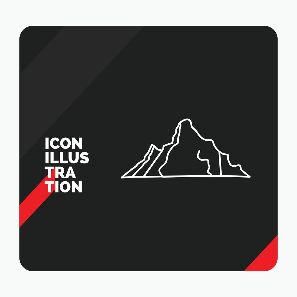 Red and Black Creative presentation Background for hill. landscape. nature. mountain. scene Line Icon vector