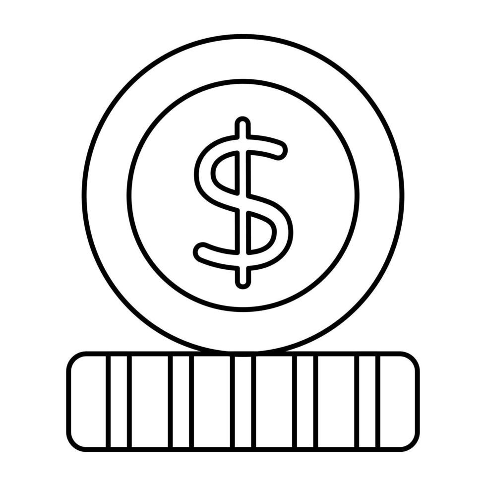 icono de descarga premium de monedas de dólar vector