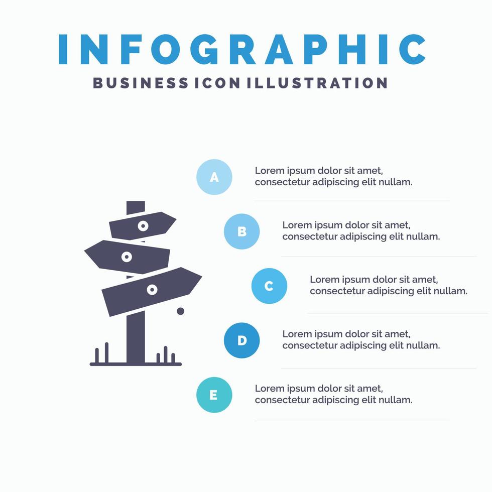 dirección. junta. cámping. señal. plantilla de infografía de etiqueta para sitio web y presentación. icono de glifo gris con ilustración de vector de estilo infográfico azul.