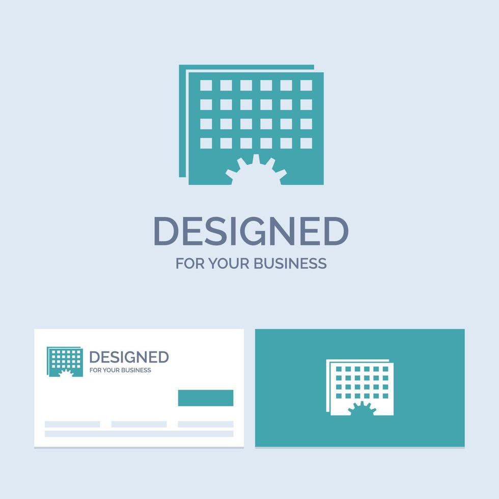 Event. management. processing. schedule. timing Business Logo Glyph Icon Symbol for your business. Turquoise Business Cards with Brand logo template. vector