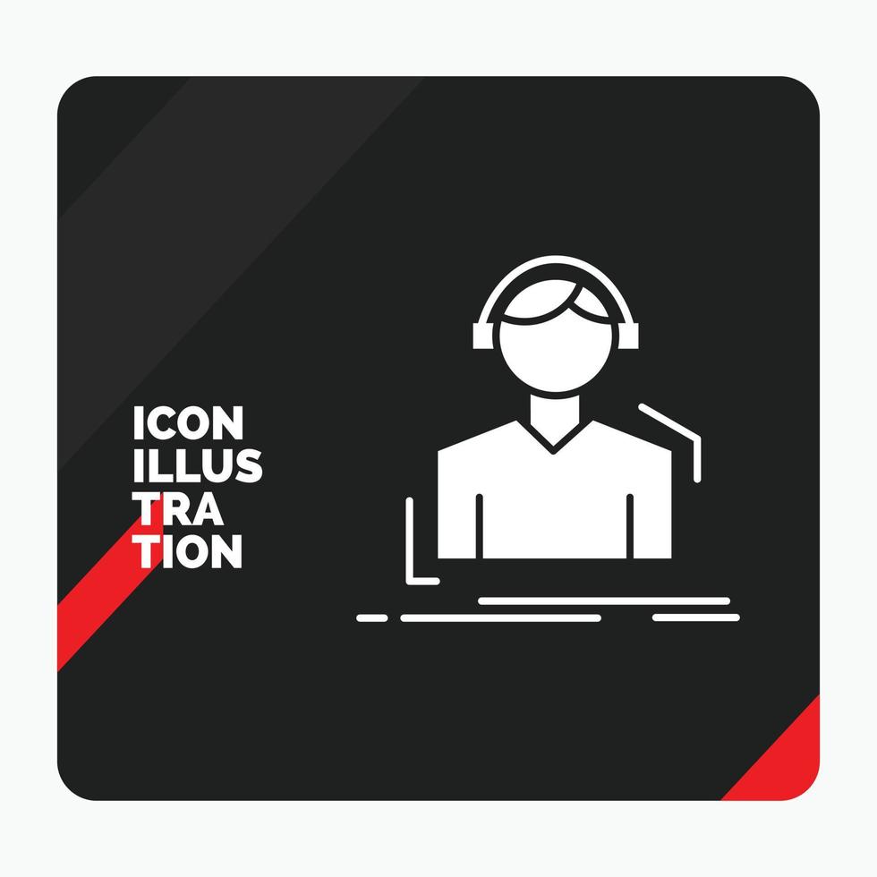 Red and Black Creative presentation Background for Engineer. headphones. listen. meloman. music Glyph Icon vector