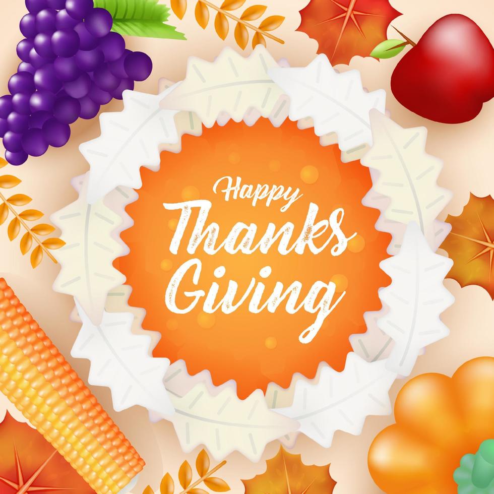 Happy Thanksgiving, milk pie with fresh fruit. Suitable for events vector