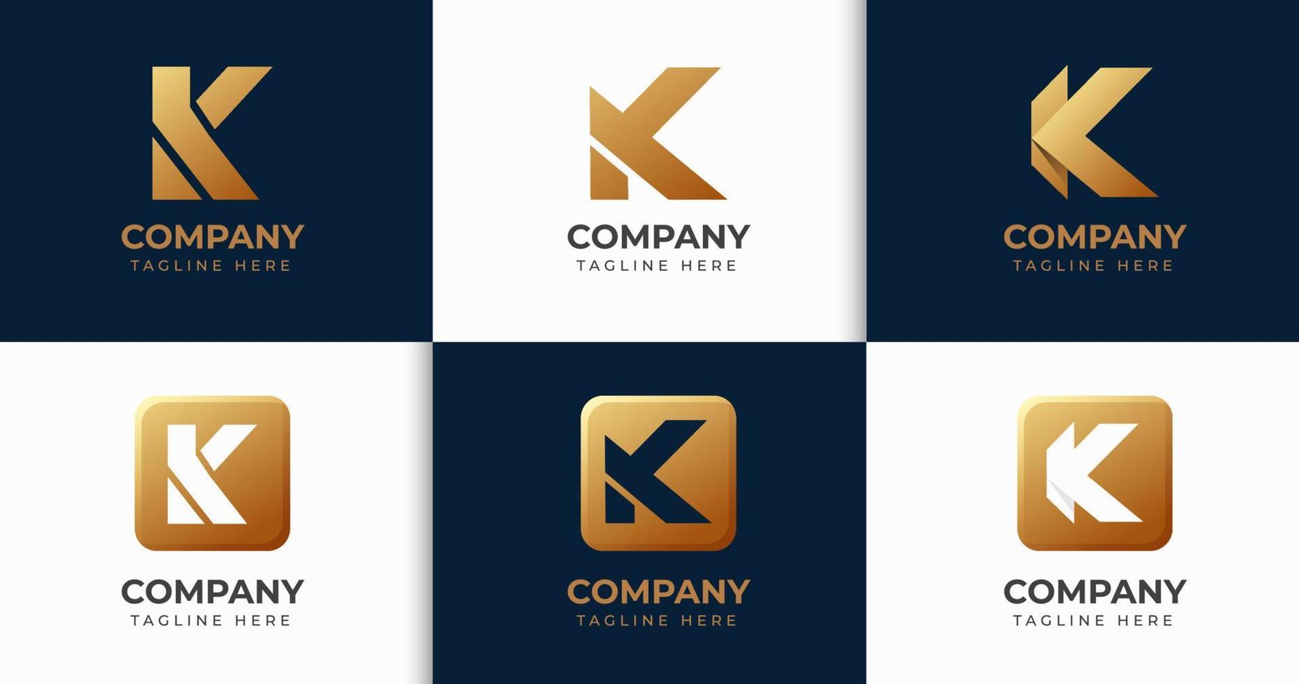 Big bundle set of elegant letter K logo design. Vector design element, with variety monogram K logo element, business sign, logos, identity, vector