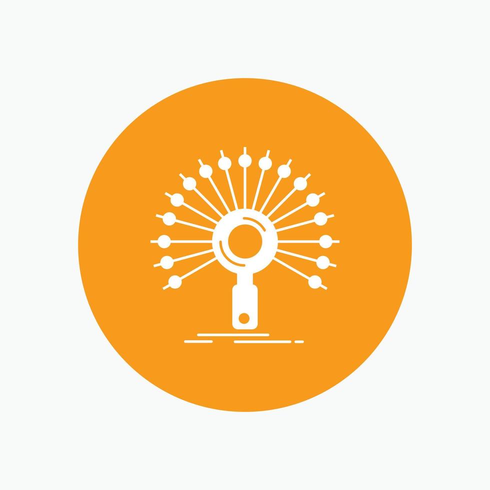 Data. information. informational. network. retrieval White Glyph Icon in Circle. Vector Button illustration