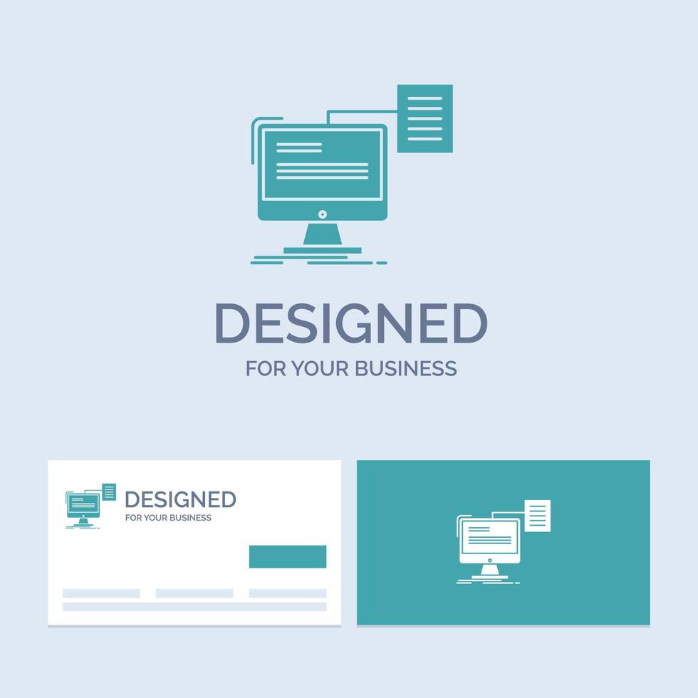 resume. storage. print. cv. document Business Logo Glyph Icon Symbol for your business. Turquoise Business Cards with Brand logo template. vector