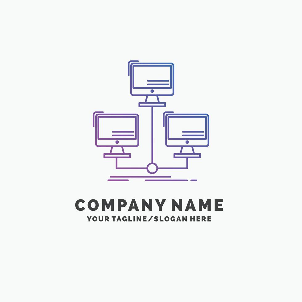 database. distributed. connection. network. computer Purple Business Logo Template. Place for Tagline vector
