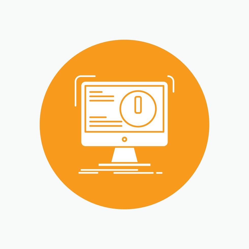 Alert. antivirus. attack. computer. virus White Glyph Icon in Circle. Vector Button illustration