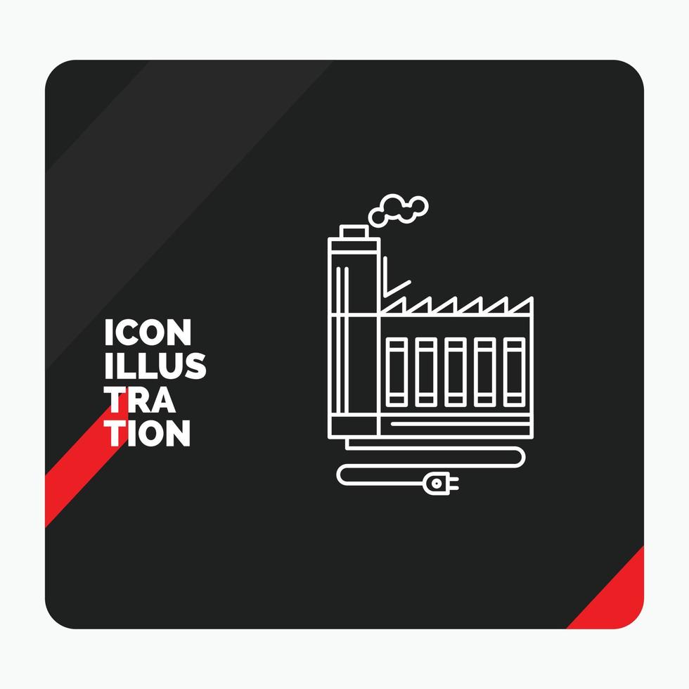 Red and Black Creative presentation Background for Consumption. resource. energy. factory. manufacturing Line Icon vector