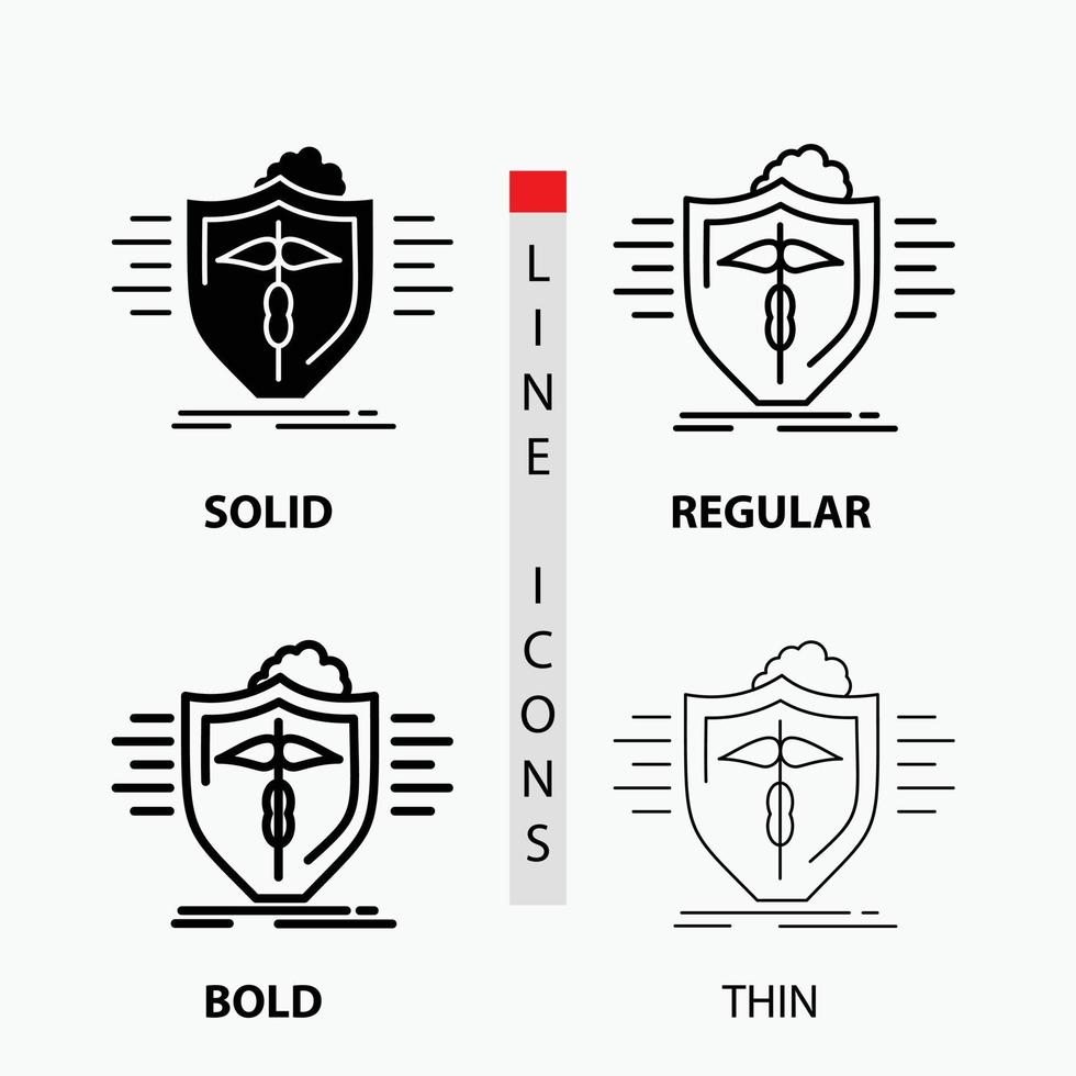 insurance. health. medical. protection. safe Icon in Thin. Regular. Bold Line and Glyph Style. Vector illustration