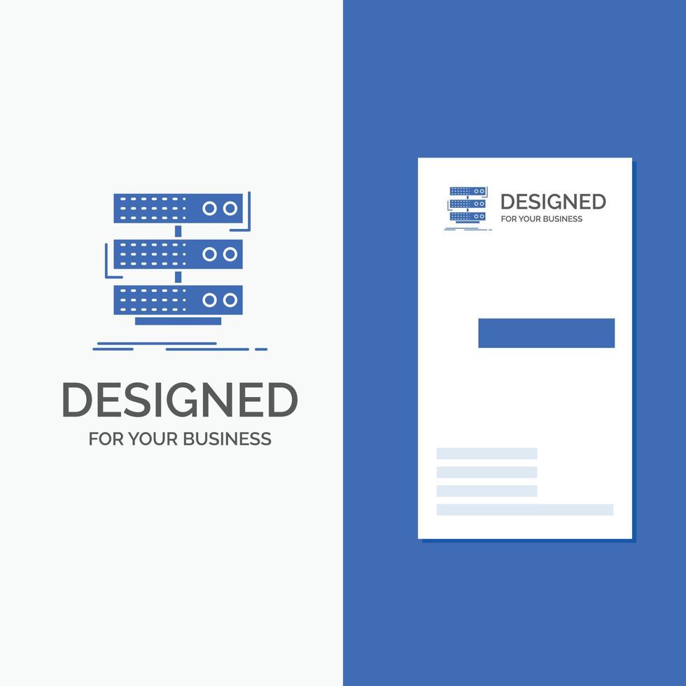 logotipo de empresa para servidor. almacenamiento. estante. base de datos. datos. plantilla de tarjeta de visita de negocio azul vertical. vector