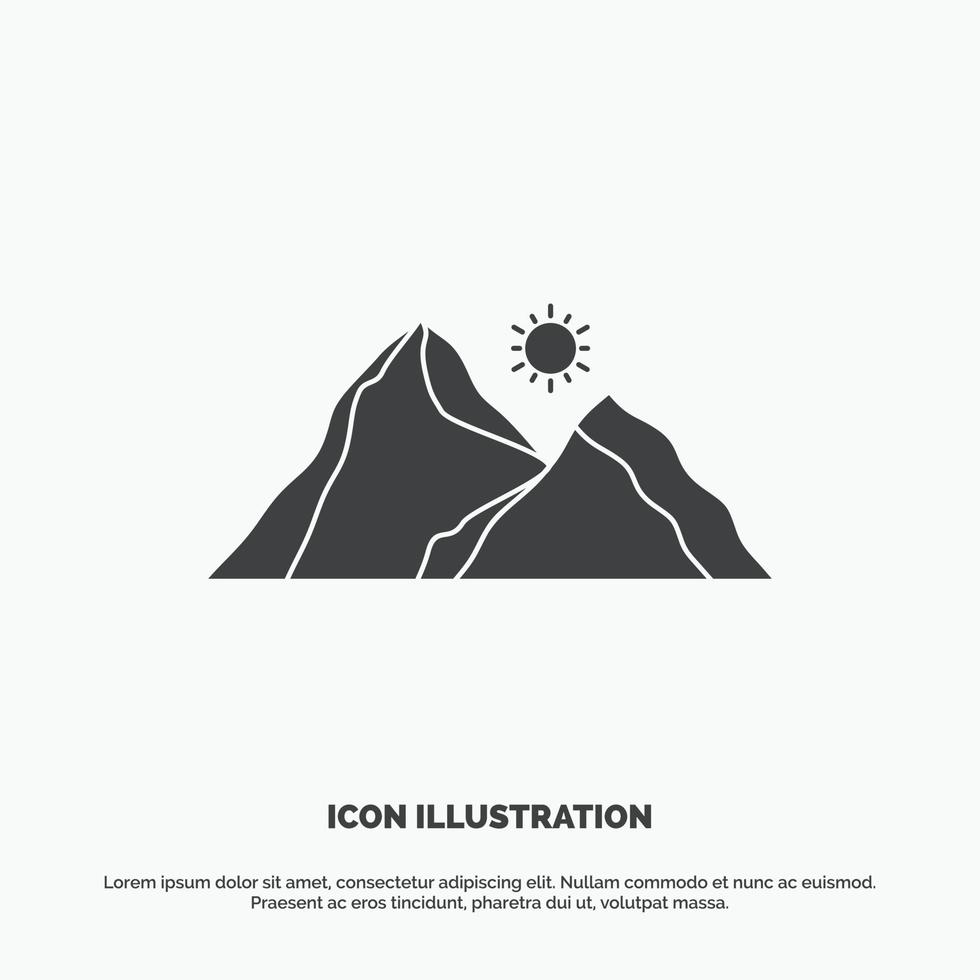 hill. landscape. nature. mountain. scene Icon. glyph vector gray symbol for UI and UX. website or mobile application
