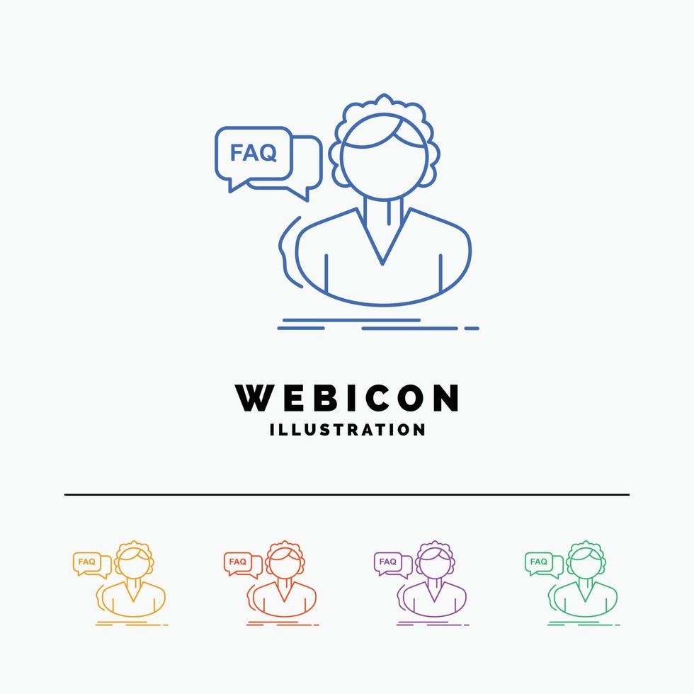 FAQ. Assistance. call. consultation. help 5 Color Line Web Icon Template isolated on white. Vector illustration