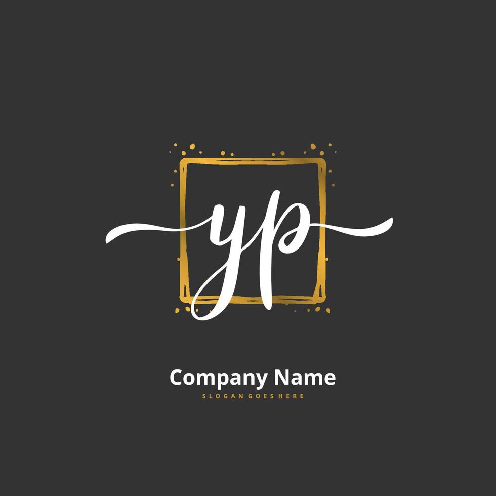 YP Initial handwriting and signature logo design with circle. Beautiful design handwritten logo for fashion, team, wedding, luxury logo. vector