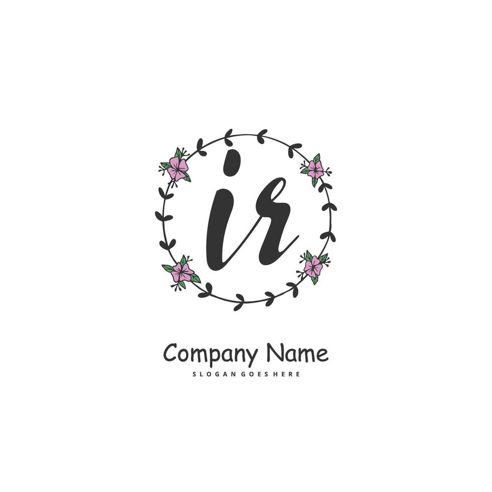 IR Initial handwriting and signature logo design with circle. Beautiful design handwritten logo for fashion, team, wedding, luxury logo. vector