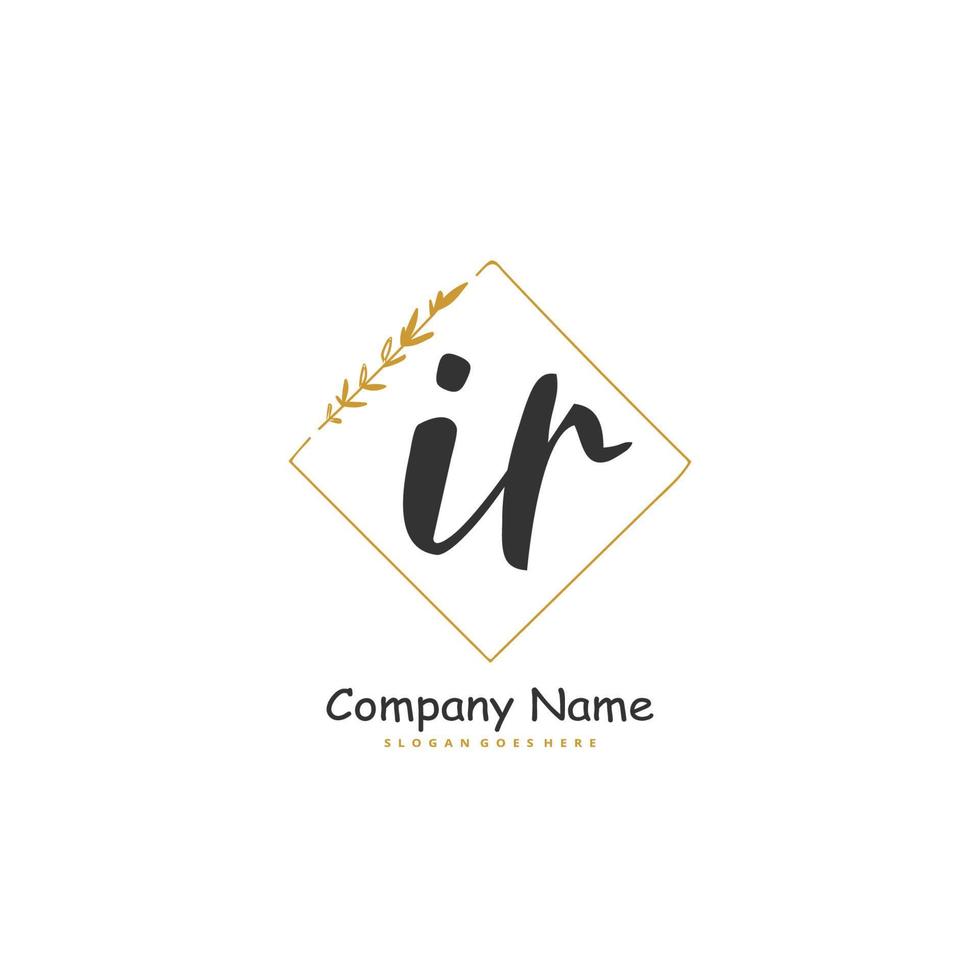 IR Initial handwriting and signature logo design with circle. Beautiful design handwritten logo for fashion, team, wedding, luxury logo. vector