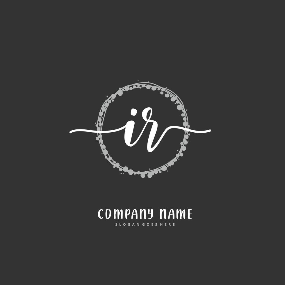 IR Initial handwriting and signature logo design with circle. Beautiful design handwritten logo for fashion, team, wedding, luxury logo. vector