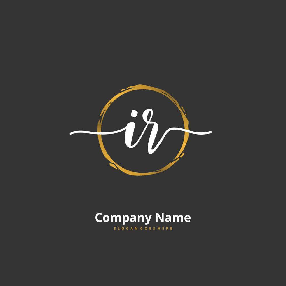 IR Initial handwriting and signature logo design with circle. Beautiful design handwritten logo for fashion, team, wedding, luxury logo. vector