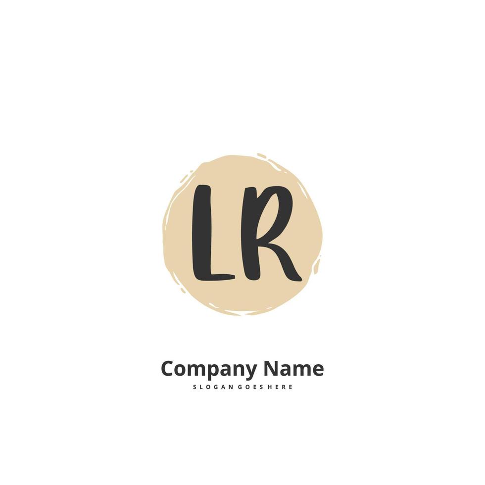 LR Initial handwriting and signature logo design with circle. Beautiful design handwritten logo for fashion, team, wedding, luxury logo. vector