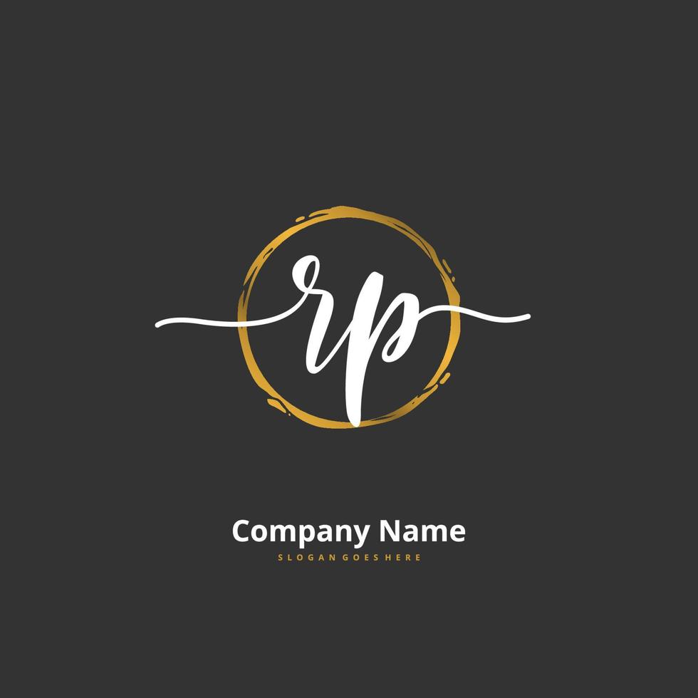 RP Initial handwriting and signature logo design with circle. Beautiful design handwritten logo for fashion, team, wedding, luxury logo. vector