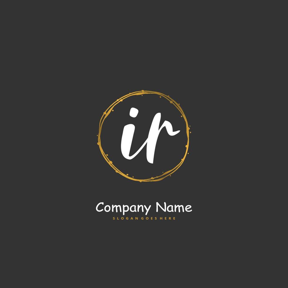 IR Initial handwriting and signature logo design with circle. Beautiful design handwritten logo for fashion, team, wedding, luxury logo. vector