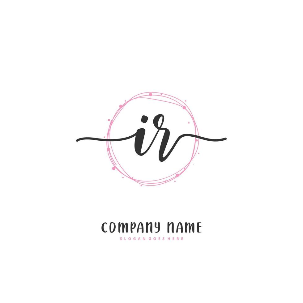 IR Initial handwriting and signature logo design with circle. Beautiful design handwritten logo for fashion, team, wedding, luxury logo. vector