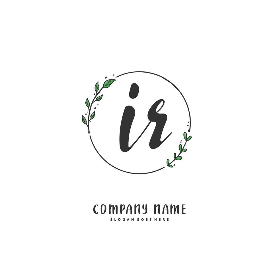 IR Initial handwriting and signature logo design with circle. Beautiful design handwritten logo for fashion, team, wedding, luxury logo. vector