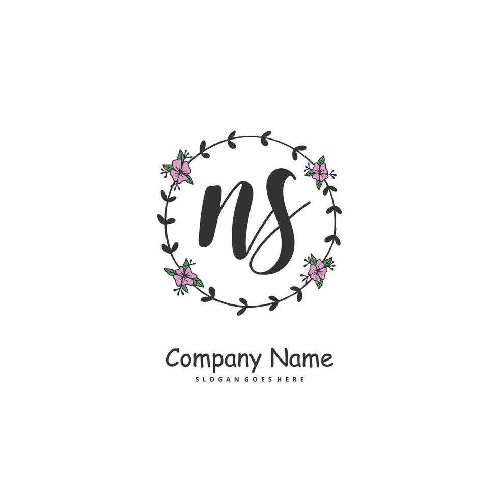 NS Initial handwriting and signature logo design with circle. Beautiful design handwritten logo for fashion, team, wedding, luxury logo. vector