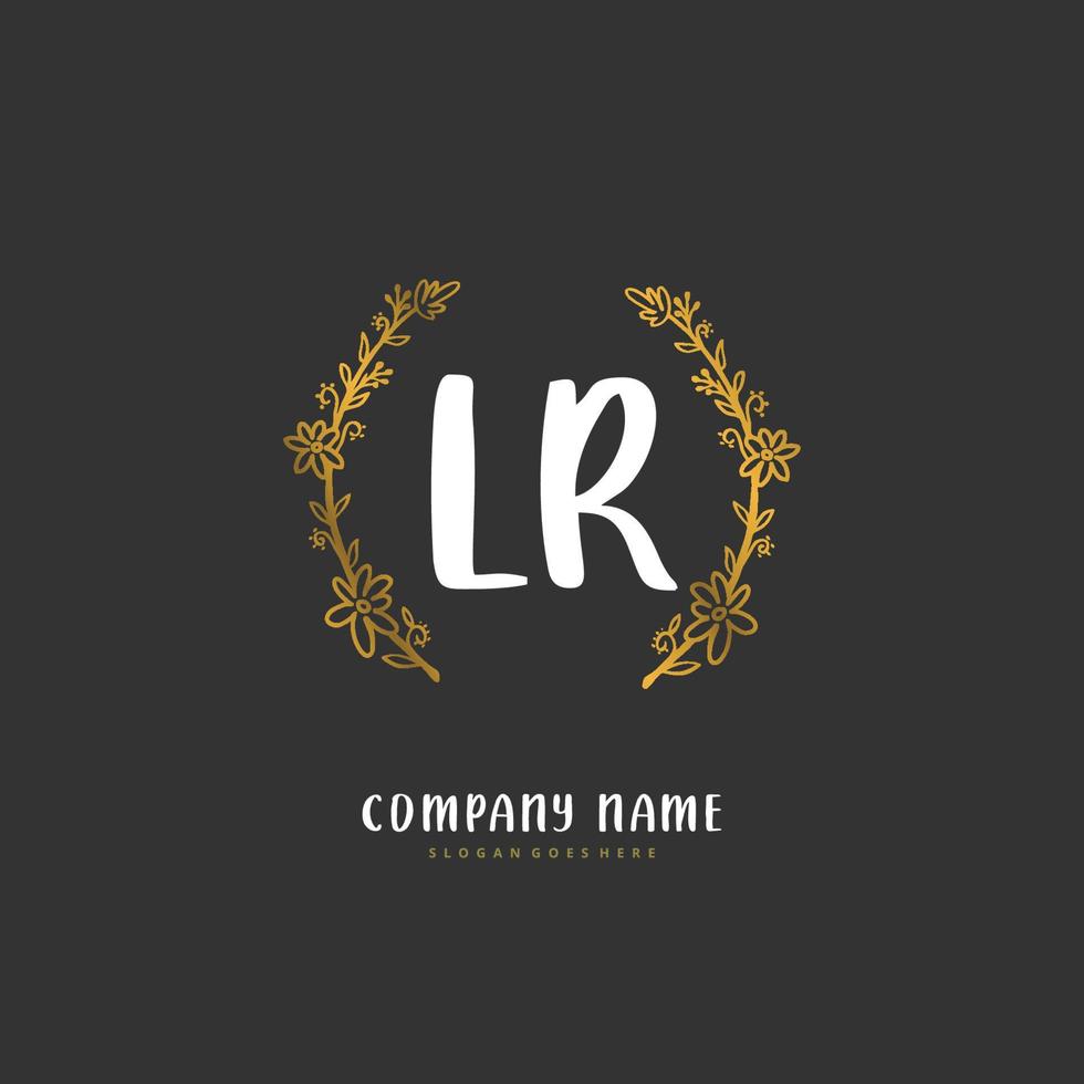 LR Initial handwriting and signature logo design with circle. Beautiful design handwritten logo for fashion, team, wedding, luxury logo. vector