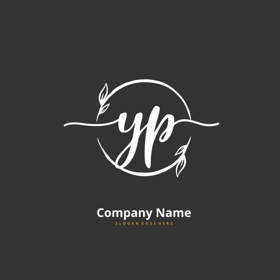 YP Initial handwriting and signature logo design with circle. Beautiful design handwritten logo for fashion, team, wedding, luxury logo. vector