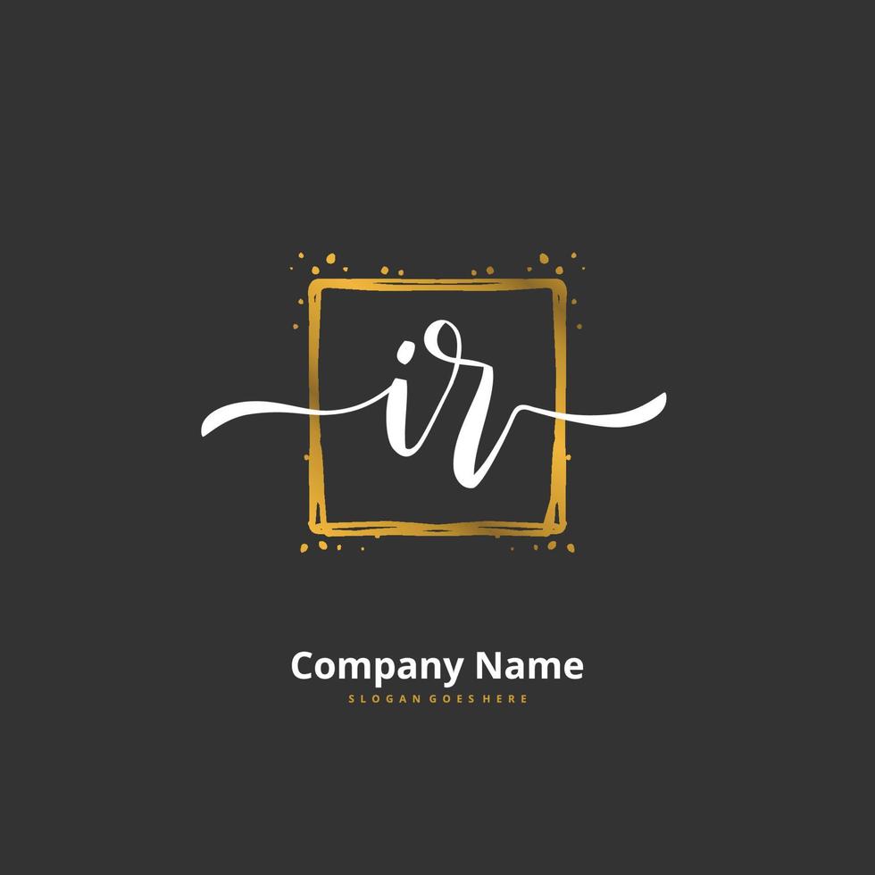 IR Initial handwriting and signature logo design with circle. Beautiful design handwritten logo for fashion, team, wedding, luxury logo. vector