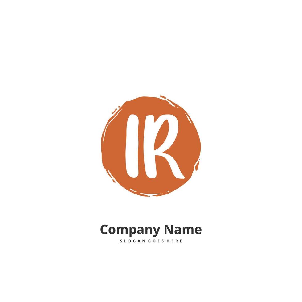 IR Initial handwriting and signature logo design with circle. Beautiful design handwritten logo for fashion, team, wedding, luxury logo. vector