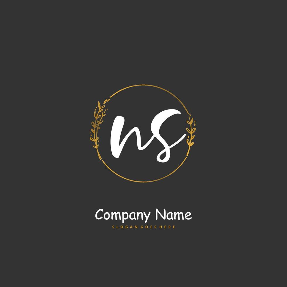 NS Initial handwriting and signature logo design with circle. Beautiful design handwritten logo for fashion, team, wedding, luxury logo. vector