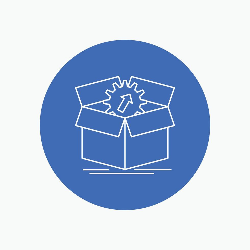 upload. performance. productivity. progress. work White Line Icon in Circle background. vector icon illustration
