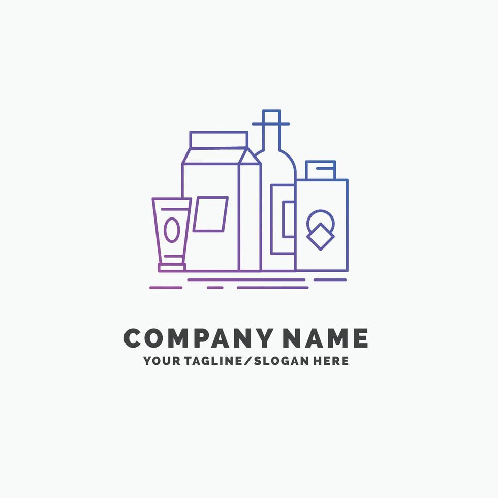 embalaje. marca. marketing. producto. plantilla de logotipo de empresa púrpura de botella. lugar para el eslogan vector