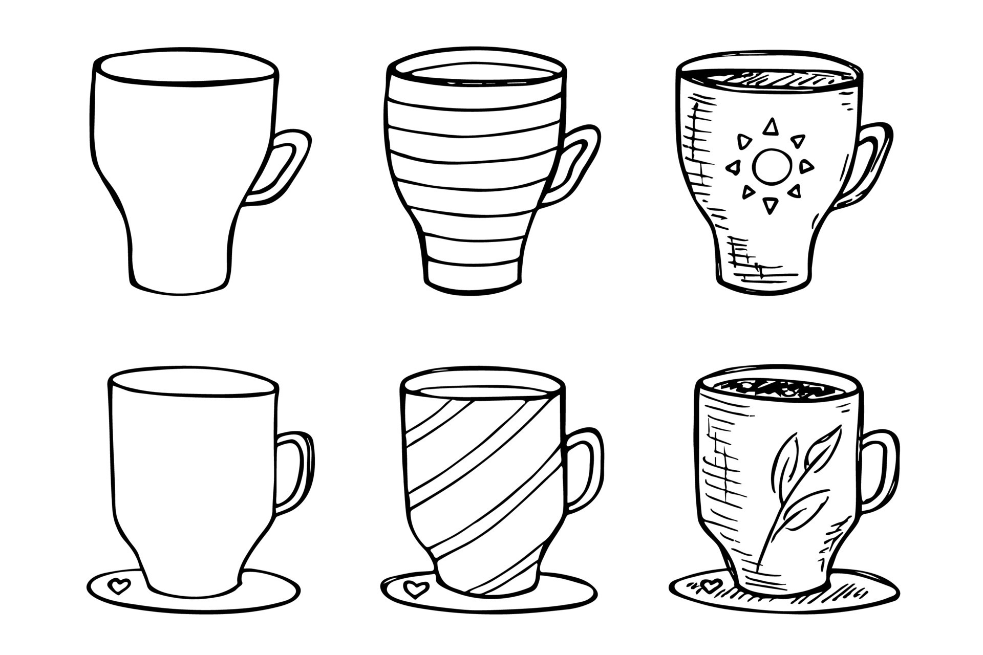 Cute Coffee Mugs Clip Art Set